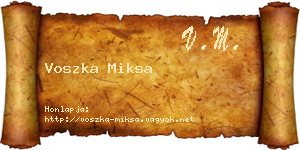 Voszka Miksa névjegykártya